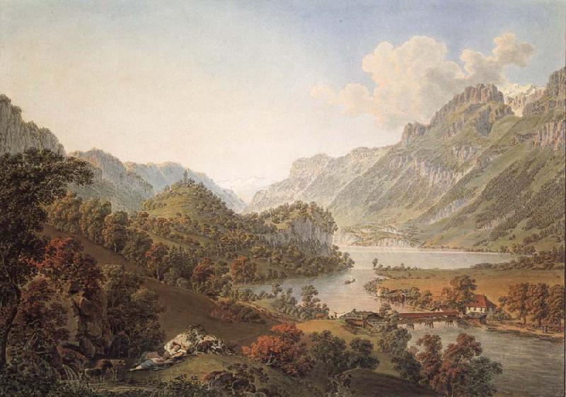 Gabriel Lory Pere Gone out of THE Aar of the Lake of Brienz Germany oil painting art